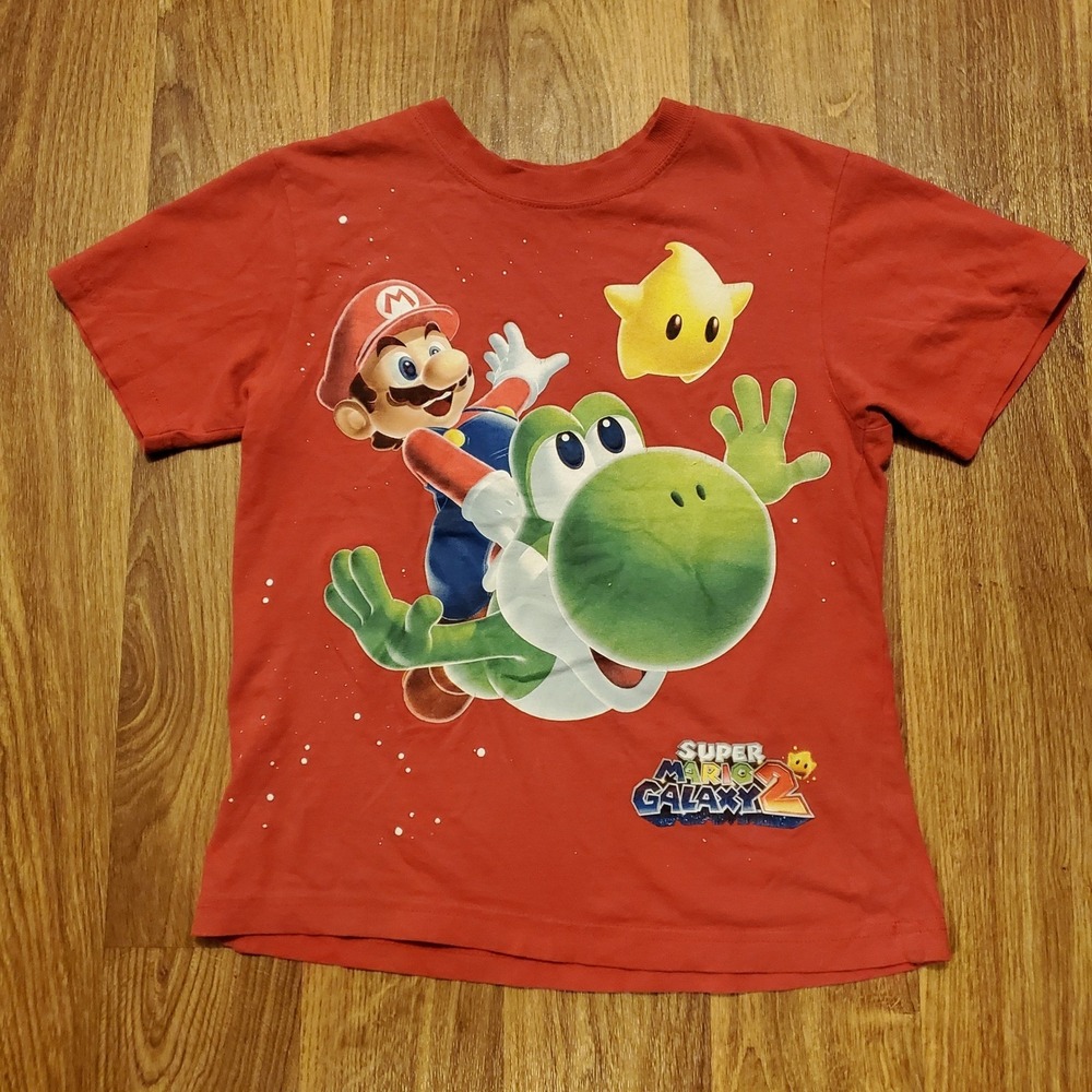 Mario‎ Galaxy 2 Shirt Kids Small Red Big Yoshi Luma Graphic Nintendo 2010